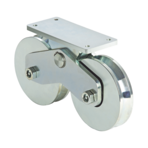 339V – Rueda Doble de 12 cm / Capacidad Para Puertas de hasta 1200 kg / Canal Tipo V