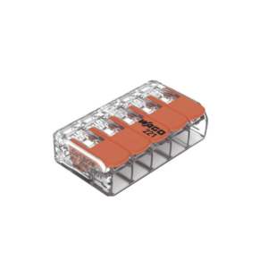 Borna de Conexión / 5 Conductores / 4 mm² Máximo / Palanca Naranja / Transparente / 32A 450V / UL JET ENEC / CAGE CLAMP® / T85