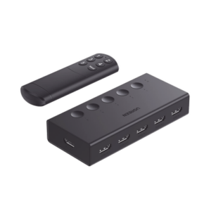 Conmutador HDMI 5X1 | 4K@60Hz | HDMI 2.0, 1.4 | HDCP 2.2, 1.4 | VRR | Dynamic HDR | 3D | CEC | EDID | IR 10 Metros (32.81 Pies) | 18Gbps | Cambio Manual y por Control Remoto | Incluye Cable de Alimentación USB