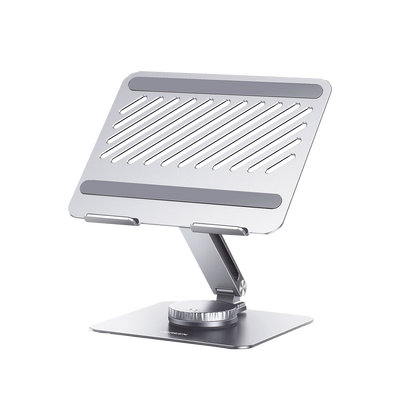 Soporte Giratorio de Aluminio para Laptop | Giratorio 360° | Función de Bloqueo | Soporta Laptops de 10 a 17.3”| Capacidad de Carga 5Kg | Excelente Estabilidad | Diseño Ergonómico | Altura y Angulo Ajustable | Plegable y Port&amp