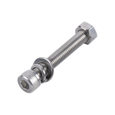 1 Tornillo Allen Milimétrico de Acero Inoxidable M8-1.25 x 65/ Con 1 Tuerca, 1 Arandela de Presión y 1 Plana / Para Montajes de Módulos Foto Voltaicos .