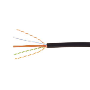 Bobina de Cable Industrial (UTP) de 4 pares, Cat6A de 10Gbps, Planta Externa con Gel Enterrado Directo, Color Negro, 305m