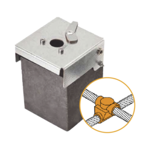 Molde de Grafito Horizontal Unión en Cruz / Cable 2/0 AWG (70 mm²) / 50 Soldaduras / Acero Electrogalvanizado / Normativa IEC 62305