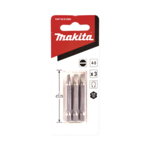 Punta plana para atornillar de 4-5 x 50 mm forma “E”, zanco tipo hexagonal de 1/4″ con punta magnética, blíster con 3 piezas.