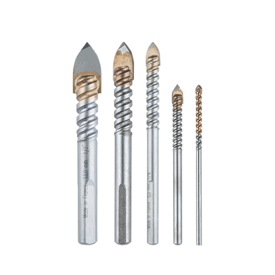 Juego de 5 brocas para vidrio de 1/8″-3/16″-1/4″-3/8″-1/2″