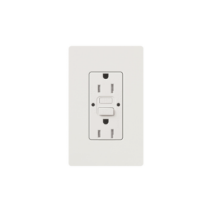 Tomacorriente 125V 15A resistente a manipulaciones, color blanco.