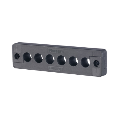 Pasacables de 6 Orificios en Línea 4.41″ X 0.67″ IP65, para Cables Terminados, Color Negro