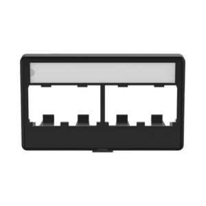 Placa de Mobiliario Modular Estándar, Salidas Para 4 Puertos Mini-Com, Con Espacio Para Etiquetas, Color Negro
