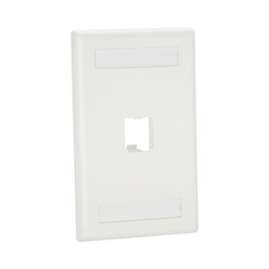Placa de Pared Vertical Clásica, Salida Para 1 Puerto Mini-Com, Con Espacios Para Etiquetas, Color Blanco Mate