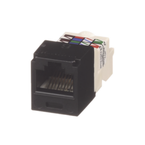 Conector Jack RJ45 Estilo TP, Mini-Com, Categoría 6, de 8 Posiciones y 8 Cables, Color Negro