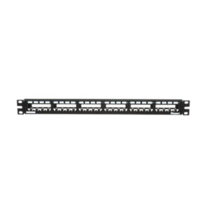 Panel de Parcheo Modular Mini-Com (Sin Conectores), Plano, Totalmente Blindado, de 24 Puertos, 1UR