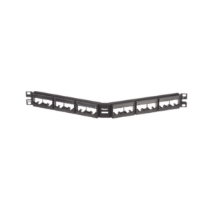 Panel de Parcheo Modular Mini-Com (Sin Conectores), Angulado, Sin Blindaje, Con Etiqueta y Cubierta, de 24 Puertos, 1UR