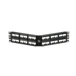 Panel de Parcheo Modular Mini-Com (Sin Conectores), Angulado, Sin Blindaje, Con Etiqueta y Cubierta, de 48 Puertos, 2UR