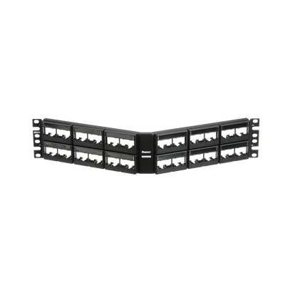 Panel de Parcheo Modular Mini-Com (Sin Conectores), Angulado, Sin Blindaje, Con Etiqueta y Cubierta, de 48 Puertos, 2UR