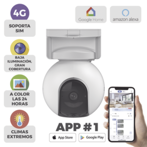 Camara de Batería Recargable / 4G Multicarrier / 3 Megapixel / Compatible con Panel Solar CS-CMT-SOLARPANEL-E conector Tipo C / Seguimiento Inteligente / Visión Nocturna a Color / Detección humana / Exterior Con Potección