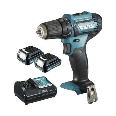 Atornillador broquero cambio rápido 3/8”. 2 baterías 12v de 1.5 amperes y cargador.
