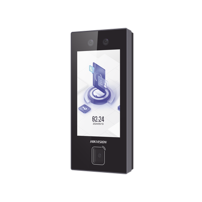 Terminal Facial Min Moe con LECTOR DE QRs FISICO Ultra Rápido y Tarjetas MIFARE / 3000 Rostros / Pantalla 4.5″ / Administrable en la Nube con HikConnect Teams / Exterior IP65 / PoE / WiFi / HIK-IA / SIP Estandar
