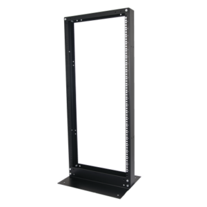 Rack de 2 Postes, Estándar 19″, 24 Unidades, Fabricado en Acero, Base “L” para Anclar a Piso.