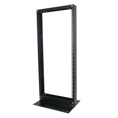 Rack de 2 Postes, Estándar 19″, 24 Unidades, Fabricado en Acero, Base “L” para Anclar a Piso.