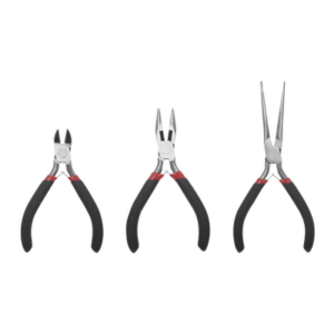 Juego de 3 Mini Pinzas de Corte de 5″. Incluye: Pinza de Punta Redonda, Diagonal y Punta de Aguja.