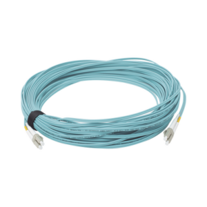 Jumper de Fibra Óptica Multimodo 50/125 XGLO OM3, LC-LC Duplex, OFNR, Color Aqua, 30 Metros (98.43 Pies)