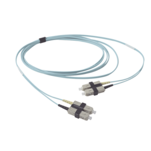 Jumper de Fibra Óptica Multimodo 50/125 OM3 XGLO, SC-SC Duplex, OFNR, Color Aqua, 2 Metros (6.56 Pies)