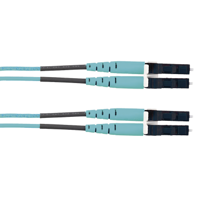 Jumper de Fibra Optica Multimodo 50/125 OM3, LC-LC Duplex, LSZH (Cero Halógenos), Color Aqua, 2 Metros (6.56 Pies)
