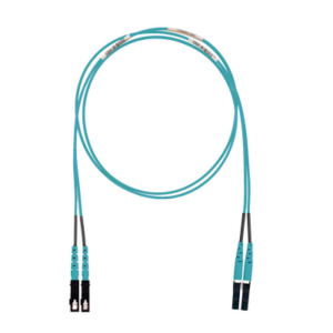 Jumper de Fibra Optica Multimodo 50/125 OM3, LC-SC Duplex, LSZH (Cero Halógenos), Color Aqua, 2 Metros (6.56 Pies)