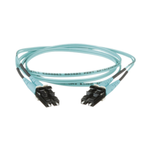 Jumper de Fibra Optica Multimodo 50/125 OM3, LC-LC Duplex, OFNR (Riser), Color Aqua, 1 Metro (3.28 Pies)