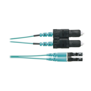 Jumper de Fibra Optica Multimodo 50/125 OM4, LC-SC Duplex, OFNR (Riser), Color Aqua, 1 Metro (3.28 Pies)