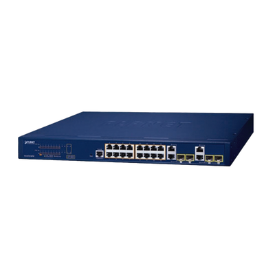 Switch Administrable PoE Capa 2 de 16 Puertos 10/100/1000 Mbps 802.3af/at, 4 Puertos SFP Gigabit, Hasta 240 W