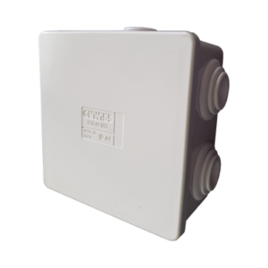 Caja Estanca de PVC Para Derivación y Conexión, 6 Entradas, Tapa a Presión, 80×80×40 mm (Mayor Área Interna, Uso Exterior IP44, Material que no Propaga el Fuego y Libre de Hálogenos