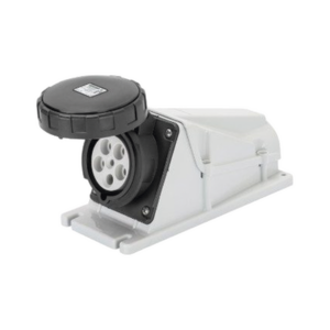 BASE DE SUPERFICIE ANGULADA 90° – IP67 – 3P+N+T 125A 480-500V 50/60HZ – NEGRO – 7H – CABLEADO A TORNILLO