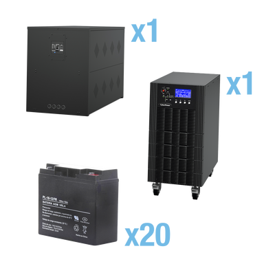 UPS Trifásico de 10 kVA/10 kW, Topología Online Doble Conversión, Voltaje de 208/220 Vca de L-L, Respaldo de 5 Minutos al 100% de Carga, Incluye Módulo y Banco de Baterías