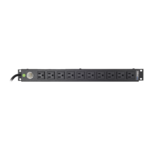 Multicontacto Horizontal (PDU) de 10 Contactos (NEMA 5-15R) Rack 19″ 1UR. Voltaje Entrada/Salida: 120Vca/15A
