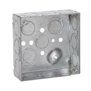 Caja Cuadrada 4 x 4″/Profundidad 1- 1/2″/ 10 Entradas de 1/2″ y 6 TKO (1/2″-3/4″).