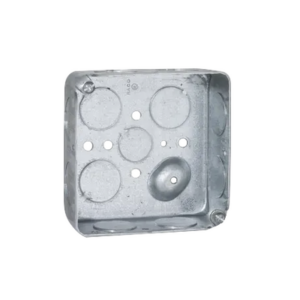 Caja Cuadrada 4 x 4″/Profundidad 1- 1/2″/ 11 Entradas de 3/4″ y 1 de 1/2″.