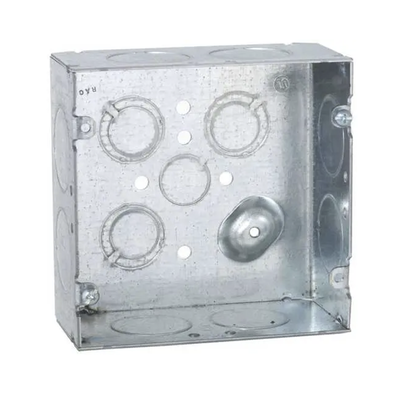 Caja Cuadrada 4 11/16 x 4 11/16″/ Profundidad 2- 1/8″/ Cuenta con 1 Entrada de 1/2″, 8 de 1″ y 3 TKO (1/2″-3/4″).