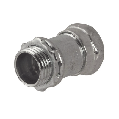 Conector Recto Compresión de Acero Galvanizado para Pared Delgada de 1/2″ .