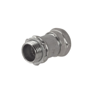 Conector Recto Compresión de Acero Galvanizado para Pared Delgada de 1″ .