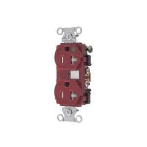 Contacto Duplex de 20 A 125 V CA/ A prueba de Manipulaciones / Nema 5-20R / Grado Hospitalario / Color Rojo.