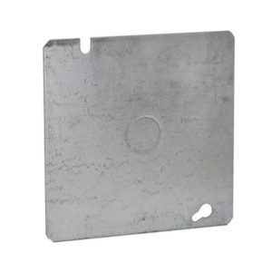 Tapa Cuadrada Plana de Acero Galvanizado con Entrada de 1/2″ para Caja de 4 11/16″.