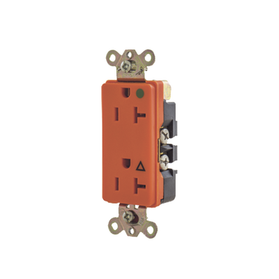 Receptáculo Duplex de 20 A 125 V / 2 Polos 3 Hilos/ Nema 5- 20 R / Color Naranja/ Grado Hospital.
