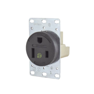 Receptáculo Individual de 50 A 250 V / 2 Polos 3 Hilos/ Nema 6- 50 R / Color Negro/ Grado Industrial-Comercial.