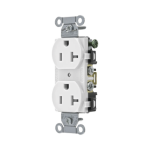 Contacto Dúplex 20 A, 125 V, 2 Polos, 3 Hilos, Cableado Posterior y Lateral, Color Blanco (Nema 5-20R).