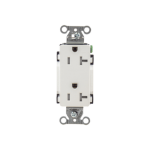 Contacto Duplex Decorador 20 A 125V / Resistente a manipulaciones / 2 Polos 3 Hilos/ Nema 5-20 R / Color Blanco / Grado Industrial.