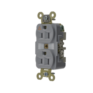 Contacto Dúplex Conexión a Tierra Aislada 15A 125V/ 2 Polos 3 Hilos/ Color Gris/ Nema 5-15R/ Grado Industrial.
