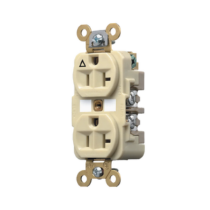 Contacto Dúplex Conexión a Tierra Aislada/ 20 A 125 V/ 2 polos 3 Hilos/ Color Marfil/ Nema 5- 20R/ Grado Industrial.