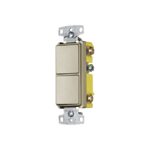 Interruptor Residencial 15 A 120-277 V / 2 Bases Unipolares / Cableado lateral / Color Marfil.