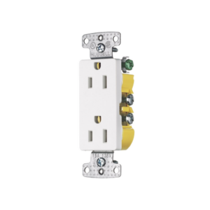 Contacto Duplex Decorador 15A 125V, 2 Polos, 3 Hilos, Color Blanco (Nema5-15R).
